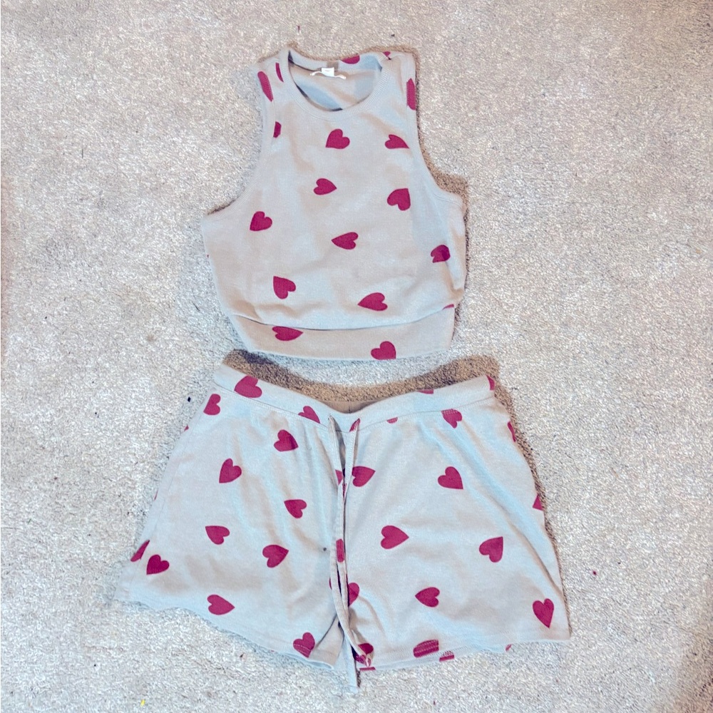 Woman’s heart pajama set.  Size M